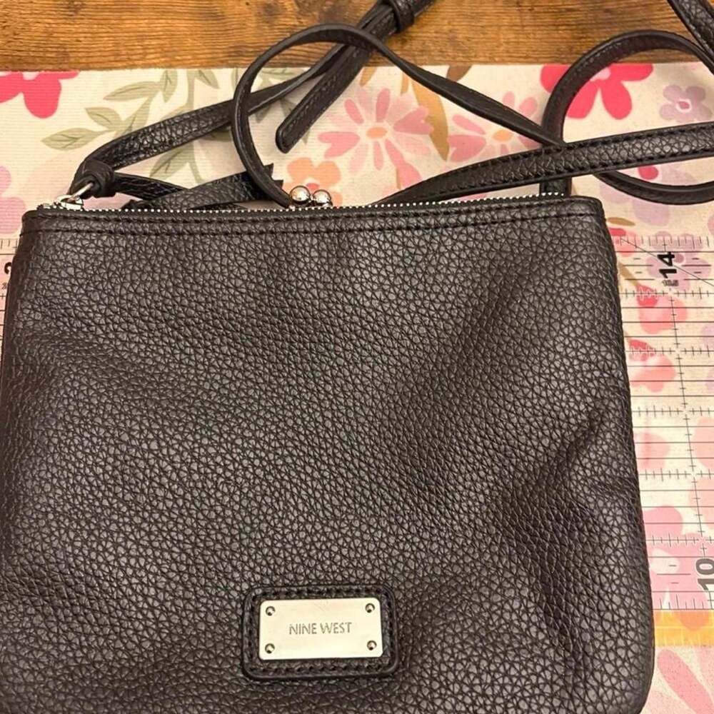 Nine West Pebbled Leather Crossbody Bag with Three Compartments